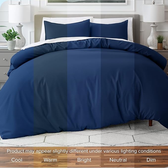 Bare Home Bedding Duvet Cover Full Size - Premium 1800 Super Soft Collection - Lightweight, Cooling Duvet Cover - Soft Breathable Bedding (Full, Dark Blue)