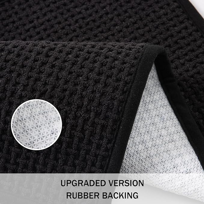 Bathroom Rugs Non Slip Washable, Super Absorbent Thin Bath Mat for Small Quick Dry Low Pile Bathroom Rug, (Black, 36″x24″)