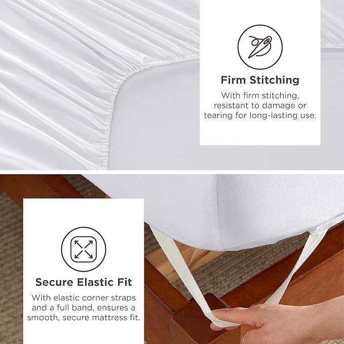 Bedsure Deep Pocket Twin Sheets Set - Fits Mattresses Up to 21 Inches Thick -3 Piece GentleSoft Bed Sheets, Moisture Wicking, Soft & Cooling Bedsheet & Pillowcases, Easy & Secure Fit, White