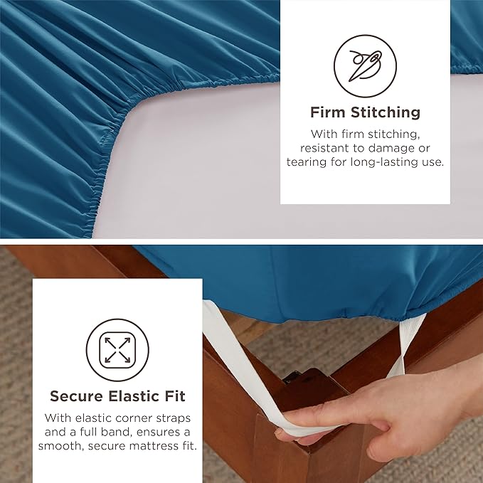 Bedsure Deep Pocket King Sheet Set - Fits Mattresses Up to 21 Inches Thick - 4 Piece GentleSoft Bed Sheets, Moisture Wicking, Soft & Cooling Bedsheet & Pillowcases, Easy & Secure Fit, Teal Blue