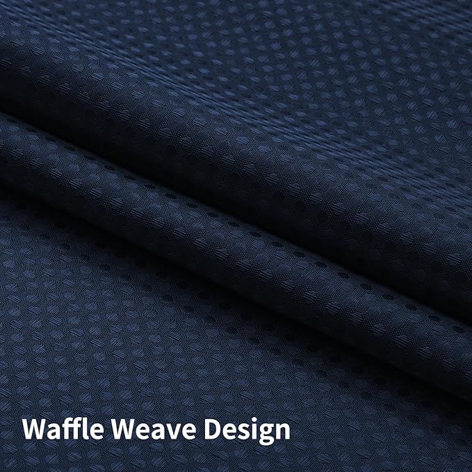 Colorful Star No Hook Shower Curtain with Snap in Fabric Liner, Waffle Weave Heavy Duty Thick Shower Curtains with Mesh Top Window, Hotel Style Waterproof Bathroom Curtain Set, 72 x 75 Inch, Navy Blue