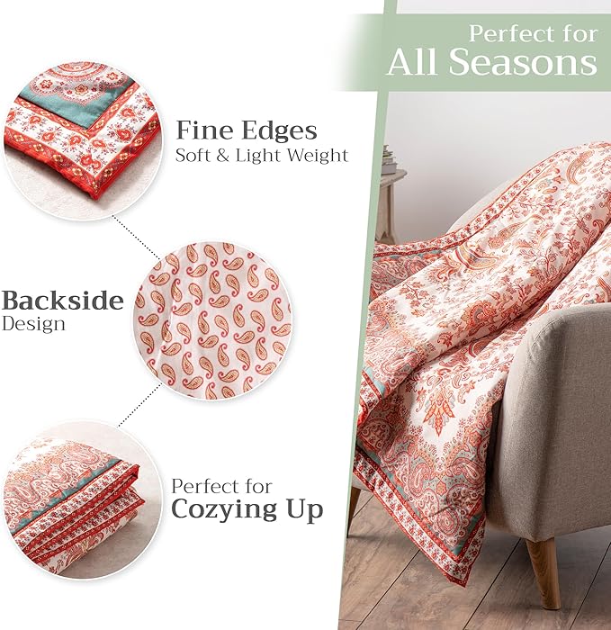 Maison d' Hermine Throw Blanket for Couch Lightweight Soft Warm Breathable Cotton Throw Blankets for Bed Girls Boys Women Men Gifts Sofa Travel Living Room Chair Bedding (60"x80", Cachemire)