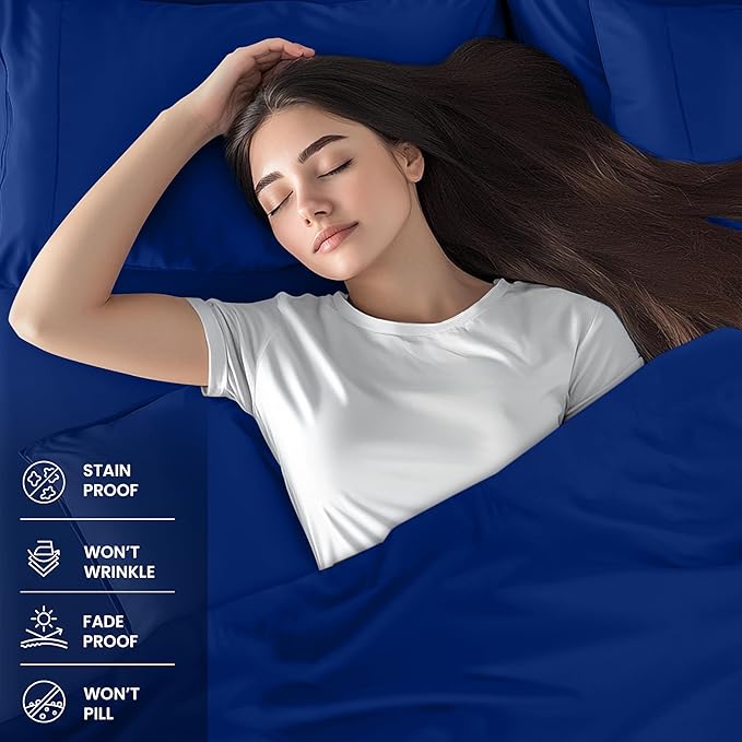 Utopia Bedding Queen Sheet Set – 4 Piece Bed Sheets for Queen Size Bed, Soft and Breathable Microfiber, Includes 1 Fitted Sheet, 1 Flat Sheet and 2 Pillowcases (Royal Blue)