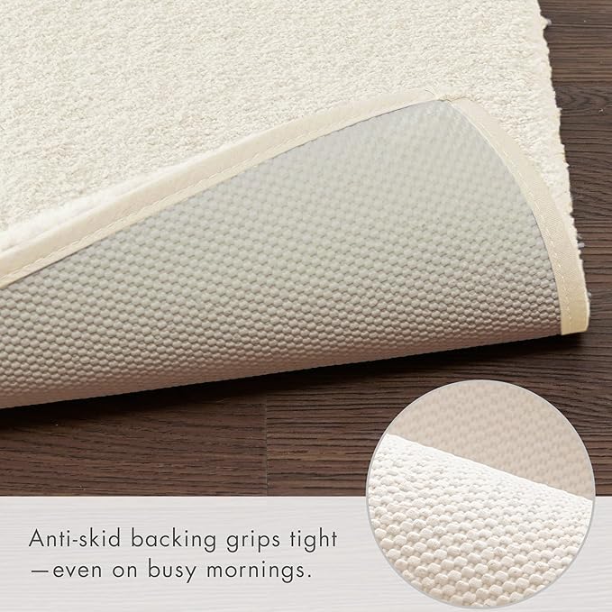 Madison Park Signature Non Slip, Luxrurious Plush Mat, Absorbent, Quick Dry, Spa Design Bath Room Décor Marshmallow Bathroom Rug, 1'8" x 2' (Contour), Cream