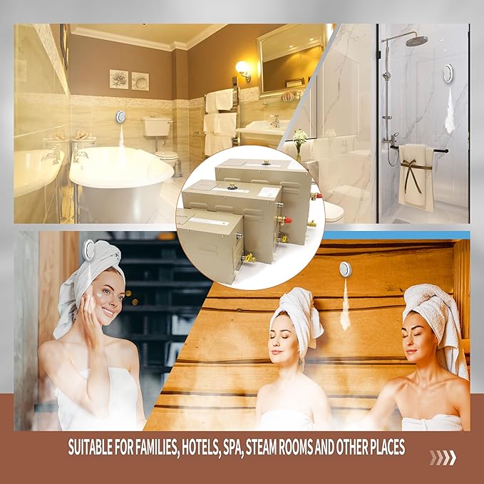 Steam shower generator,9kw Household-Commercial,Steam shower generator kit,with self-draining system,Temperature adjustable 95-131°F,Applicable space 315～350ft3