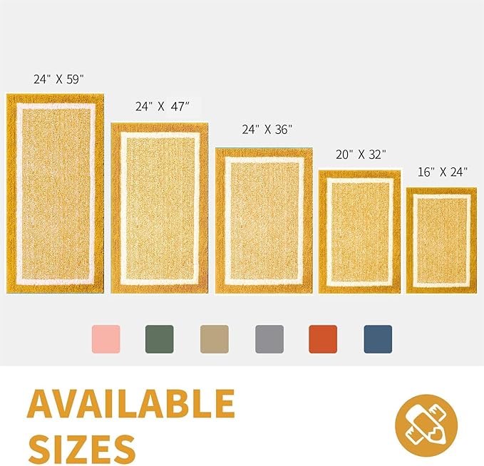 CozeCube Bath mats for Bathroom Non Slip, Fluffy Absorbent Microfiber Bath mat Washable, Aesthetic Bathroom Rugs, Long Harvest Gold Bath mat, Harvest Gold, 47" x 24"