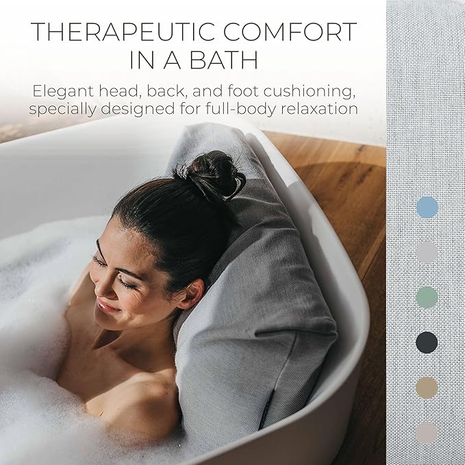 BADESOFA® Luxury Bath Pillow Set 2-Piece – Large Back Pillow & Foot Pillow for Tub – Spa-Grade Comfort for Head, Neck, Back & Feet – Quick Drying Bathtub Cushion Set in Grey