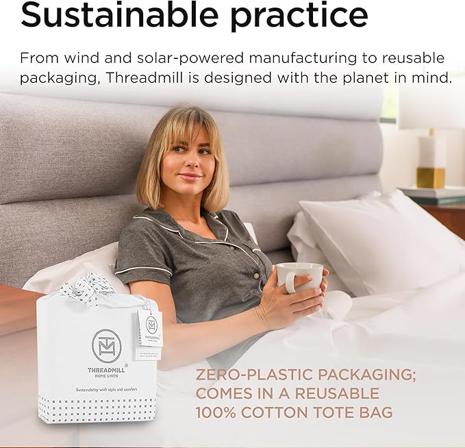 Threadmill Luxury Full Size Sheets | 656 Thread Count Certified Supima Cotton for Full Size Mattress | 5-Star Hotel Quality 4 Piece Bed Sheets with Extra Deep Pocket | White Sheets