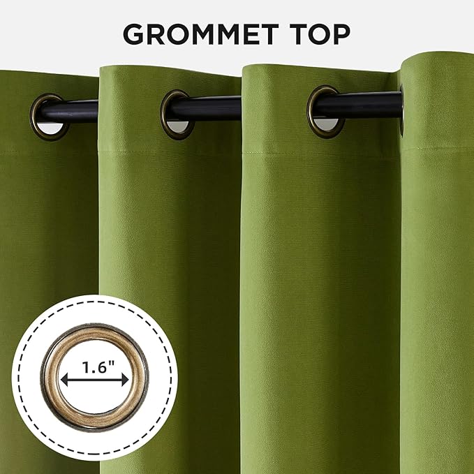 Joydeco Moss Green 100% Blackout Curtains 90 Inch 2 Panels, Luxury Thermal Green Velvet Curtains for Bedroom Living Room, Soundproof Blackout Window Drapes, Grommet Top (52W x 90L)
