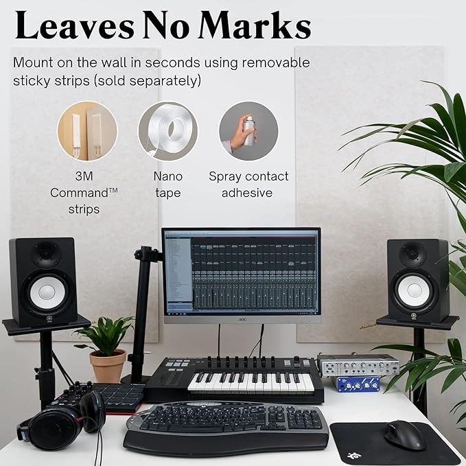 Acoustic Panels, 2 Pack, Large, 46" x 23", Black