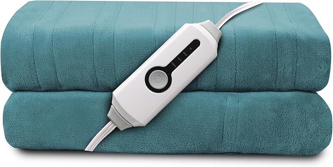 Electric Heated Throw 50"x60" Size with Handheld Controller, 4 Temperature Settings & 3 Hour Auto Coral Fleece Shut-Off-Machine Washable-Teal
