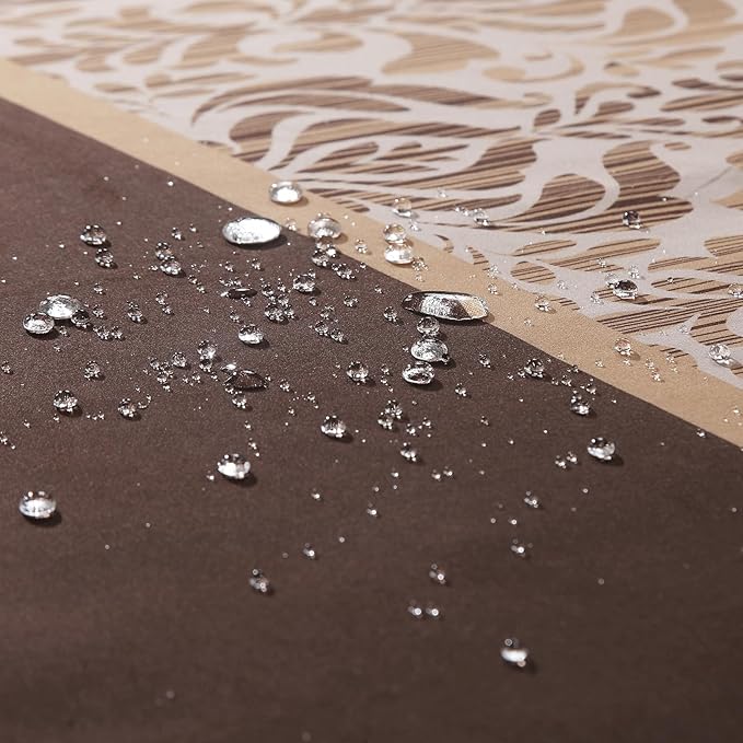 90 Inch Fabric Shower Curtain, Extra Long Brown Damask Shower Curtains for Bathroom, 72" W x 90" H