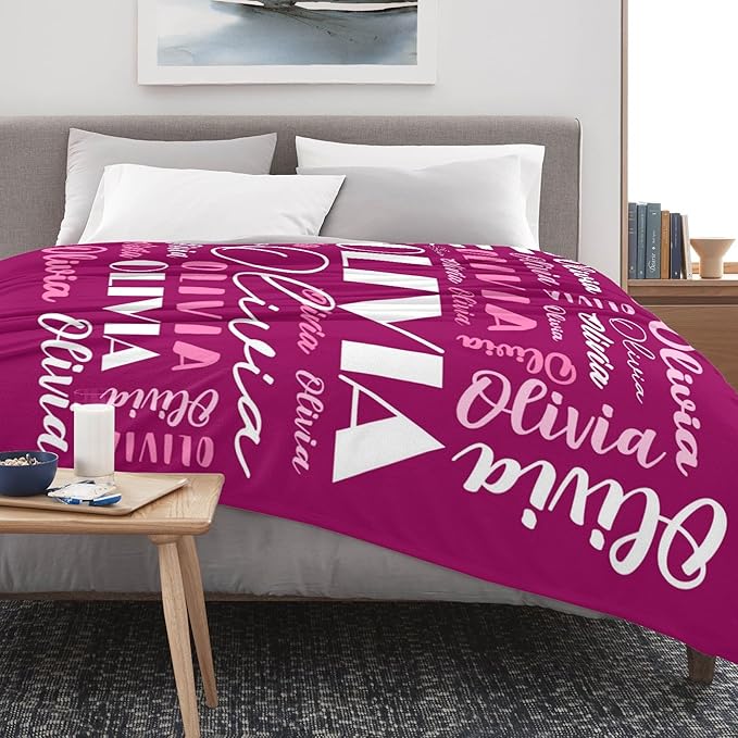 Name Blanket Personalized Blanket for Adult Kids Flannel Customize Throw Blanket Custom (Color 30, 30 x 40 Inches)