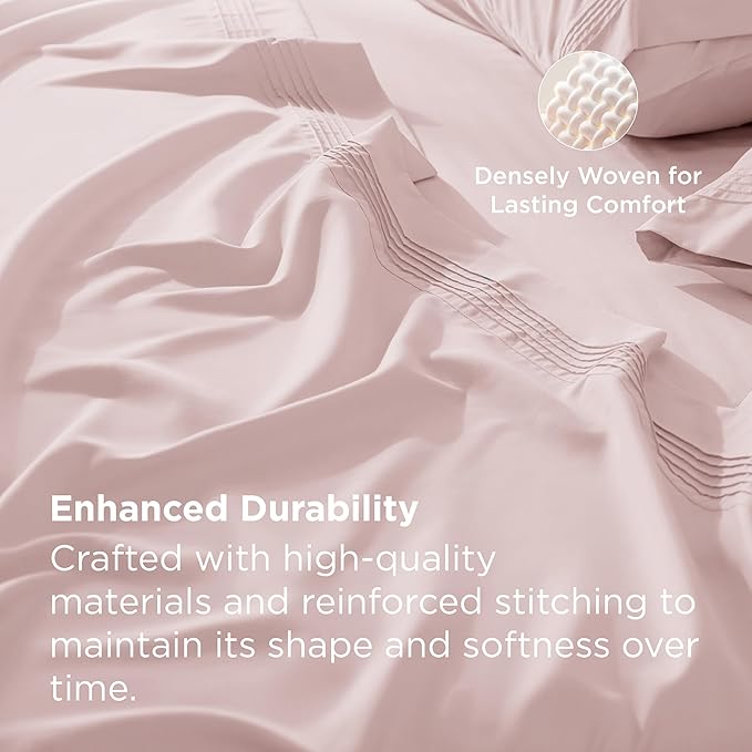 Bedsure Twin XL Sheets Dorm Bedding, GentleSoft Breathable Extra Long Twin Sheets & Pillowcases, Moisture Wicking Cooling, Deep Pocket Fits Mattress Up to 21 Inches Thick, Blush Pink