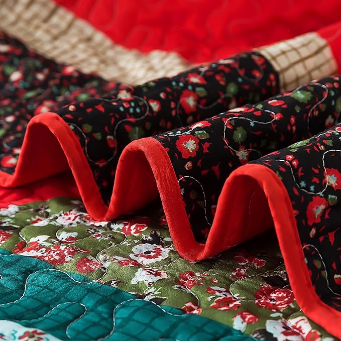 BEDIFANY Christmas King Size Quilt Set - Cotton Bedspreads King for Bed - Lightweight Farmhouse King Quilt Bedding Sets for All Seasons, 3 Pieces