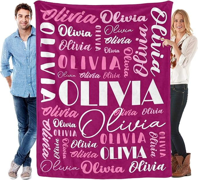 Name Blanket Personalized Blanket for Adult Kids Flannel Customize Throw Blanket Custom (Color 30, 30 x 40 Inches)