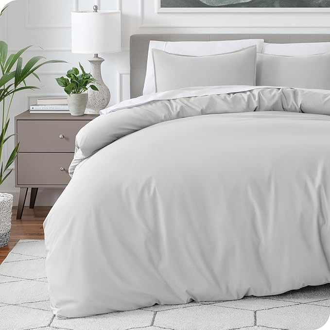 Bare Home Bedding Duvet Cover Full Size - Premium 1800 Super Soft Collection - Lightweight, Cooling - Soft Breathable Bedding Duvet Cover (Full, Cloud Grey)