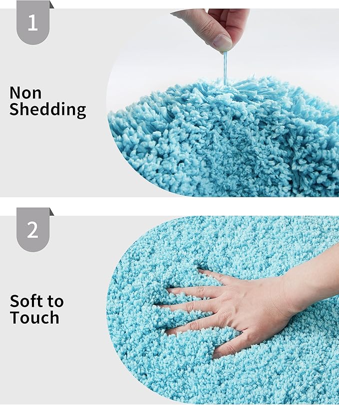 Bathroom Runner Rug 24x70 Teal Non Slip Fluffy Long Bath Mat for Bathroom Floor Washable Plush Luxury Large Bath Rug for Tub Absorbent Runner Rug for Bedside