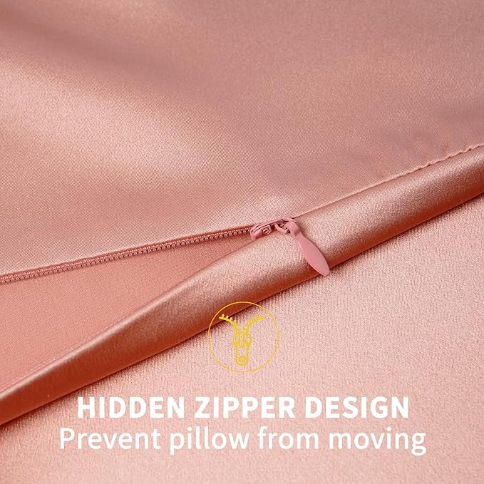 ZIMASILK 100% Pure Mulberry Silk Pillowcase for Hair and Skin Health,Soft and Smooth,Both Sides Premium Grade 6A Silk,600 Thread Count,with Hidden Zipper,1pc(Toddler 13''x18'',Coral)