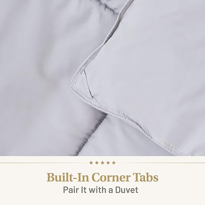 Lavish Comforts® Gray Comforter Queen – Fluffy Down Alternative Duvet Insert, Light Gray Comforter, All-Season Bedding, Hypoallergenic, Machine Washable, Queen Duvet Insert with Corner Loops