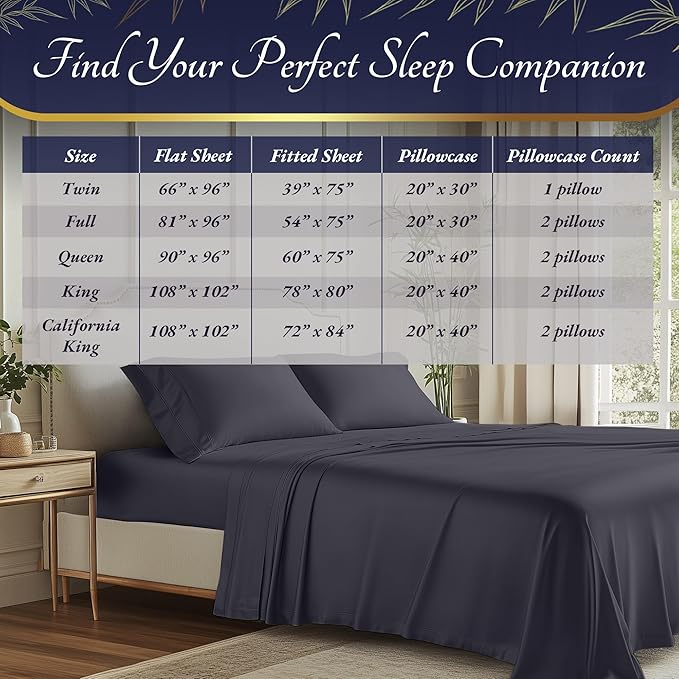 DECOLURE 100% Viscose Derived from Bamboo Sheets Full Size 4pcs - Ultra Soft & Luxuriously Cooling, 17" Deep Pocket, Double Stitching, Perfect for Hot Sleepers - Full Bed Sheets (Grey)