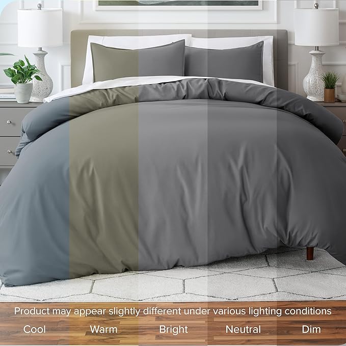 Bare Home Bedding Duvet Cover Extra Long Size - Premium 1800 Super Soft Collection - Lightweight, Cooling Duvet Cover - Soft Breathable Bedding (Twin/Twin XL, Grey)