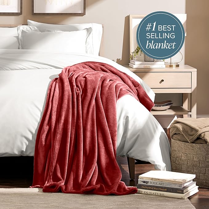 Bare Home Fleece Blanket - King Size - Ultra-Soft Lightweight for Bed, Sofa, and Couch - Luxury Microplush - Cozy Warm Blanket (King, Rosewood)
