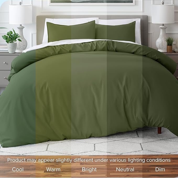 Bare Home Bedding Duvet Cover Queen Size - Premium 1800 Super Soft Collection - Lightweight, Cooling - Soft Breathable Bedding Duvet Cover (Queen, Cypress)