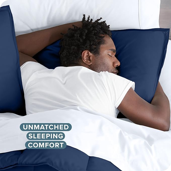 Bare Home Bedding Duvet Cover Oversized King Size - Premium 1800 Super Soft Collection - Lightweight, Duvet Cover - Soft Textured Bedding (Oversized King, Dark Blue)