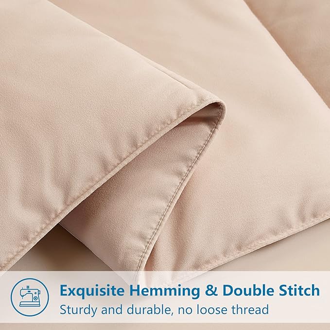 EASELAND Twin XL Down Alternative Comforter - Quilted Duvet Insert for All Seasons, Soft Lightweight with Corner Tabs, Summer Winter Warm Bedding, Beige 68×92 Inches