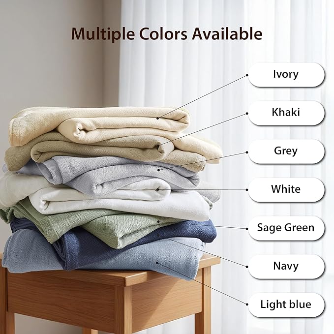 Twin Size Blanket, 70% Rayon (Derived from Bamboo) and 30% Cotton, Lightweight Jacquard Weave, Breathable and Soft Summer Blanket for Bed or Couch, 66” x 90”, Grey