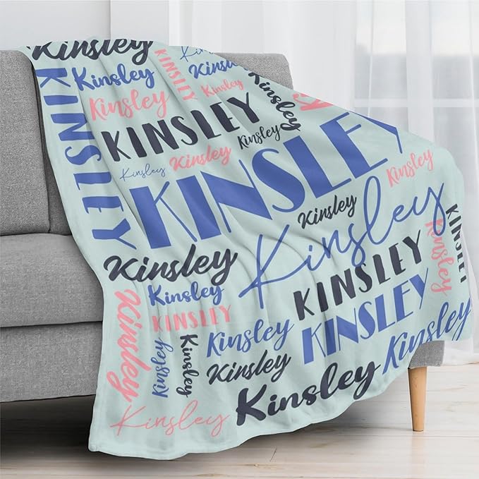 Name Blanket Personalized Blanket for Adult Kids Flannel Customize Throw Blanket Custom (Color 11, 50 x 60 Inches)