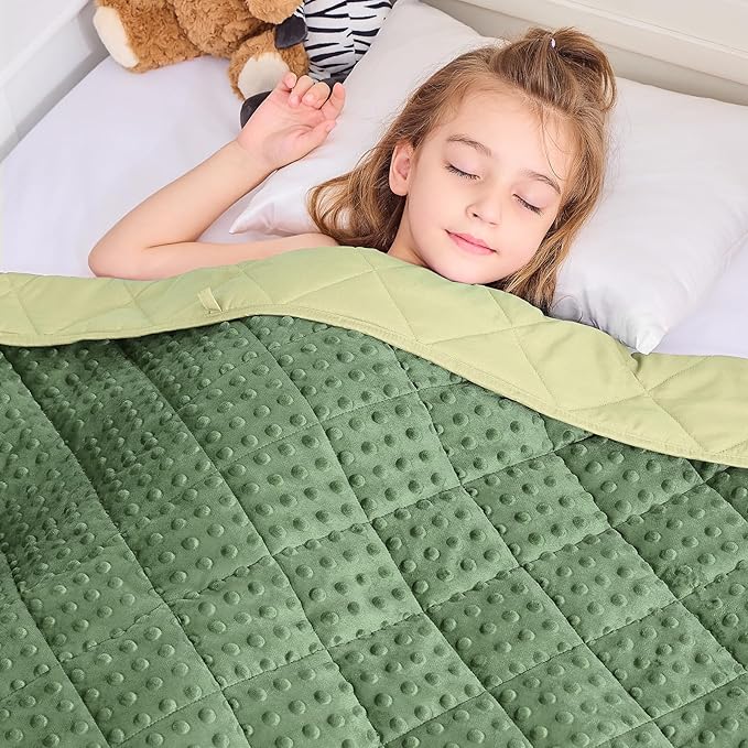 yescool Weighted Blanket 7 Pounds Moss Green Twin Size Cooling Weighted Throw Blanket, Minky Heavy Blankets Warm Weighted Comforter, Big Washable Thick Blankets Gift for 60-90lbs, 40 * 60in