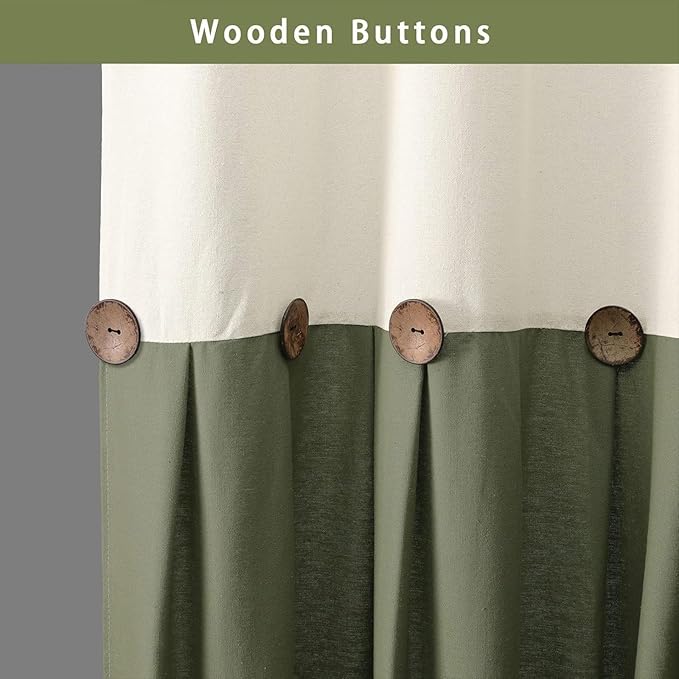 Farmhouse Shower Curtain Linen Bow Woven Fabric Country Rustic Western, Cream & Green 72" W x 72" L