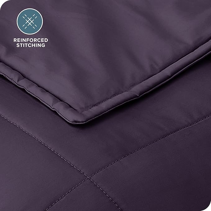 Bare Home Weighted Blanket Queen Size 22lb (60" x 80") for Adults - All-Natural 100% Cotton - Premium Heavy Blanket Nontoxic Glass Beads (Eggplant, 60"x80")