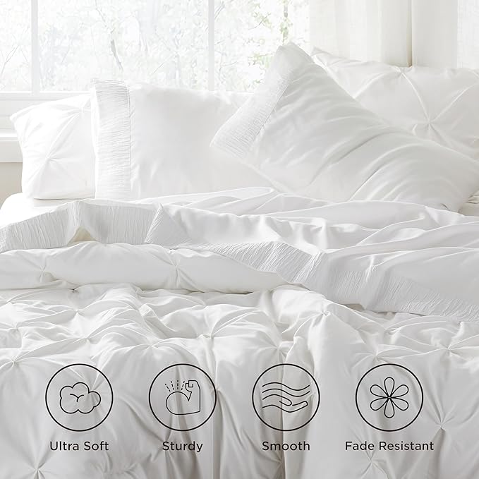 Bedsure California King Sheet Sets - 4 Pieces Soft Cal King Sheets - Breathable & Cooling - Hotel Luxury - Easy Care Polyester Microfiber Bedding for Women, Men, White