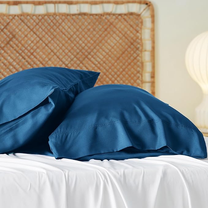 Bedsure King Size Pillow Cases Set of 2, Cooling Pillow Cases King, Rayon Derived from Bamboo Teal Blue Pillowcases, Breathable & Silky Soft Bedding Pillow Covers with Envelope Closure, 20x36 Inches