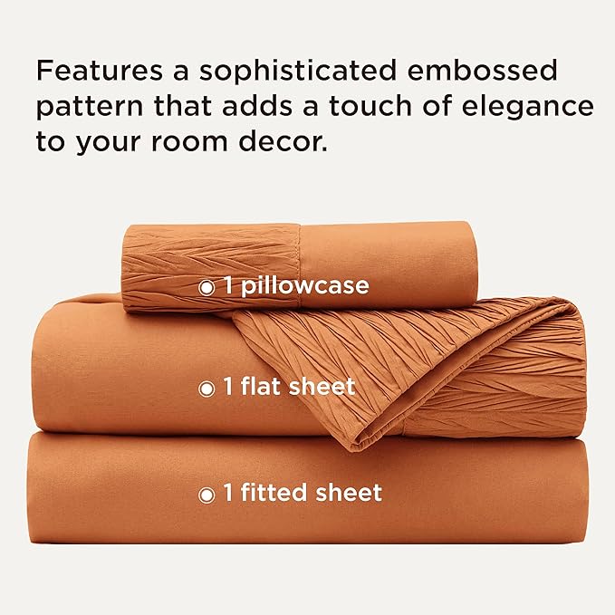 Bedsure Twin Sheets Set - 3 Pieces Soft Twin Bed Sheets - Breathable & Cooling - Hotel Luxury - Easy Care Polyester Microfiber Bedding for Women, Men, Dusty Orange