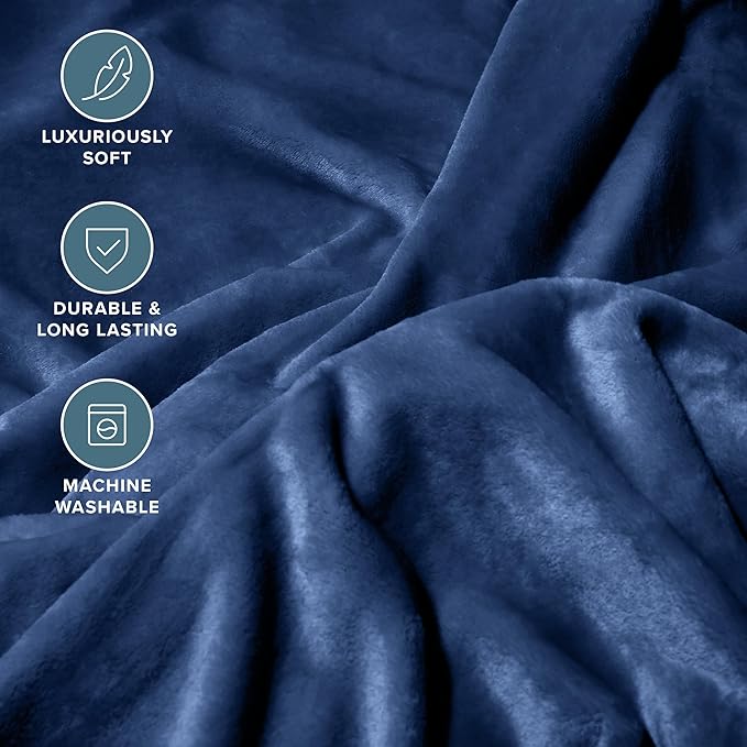 Bare Home Fleece Blanket - Giant Size - Ultra-Soft Lightweight for Bed, Sofa, and Couch - Luxury Microplush - Cozy Warm Blanket (Giant, Dark Blue)