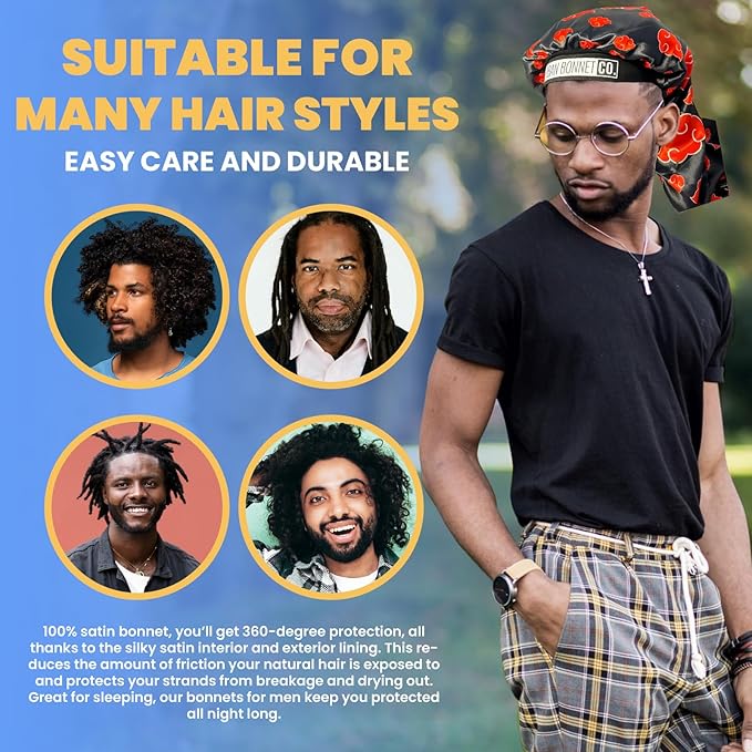 Premium Non Slip Hair Bonnet for Men Satin Curly & Dreadlocks Wrap Silk Double Layer Sleeping & Shower Cap Anime Soft Band (Powdery Pink)