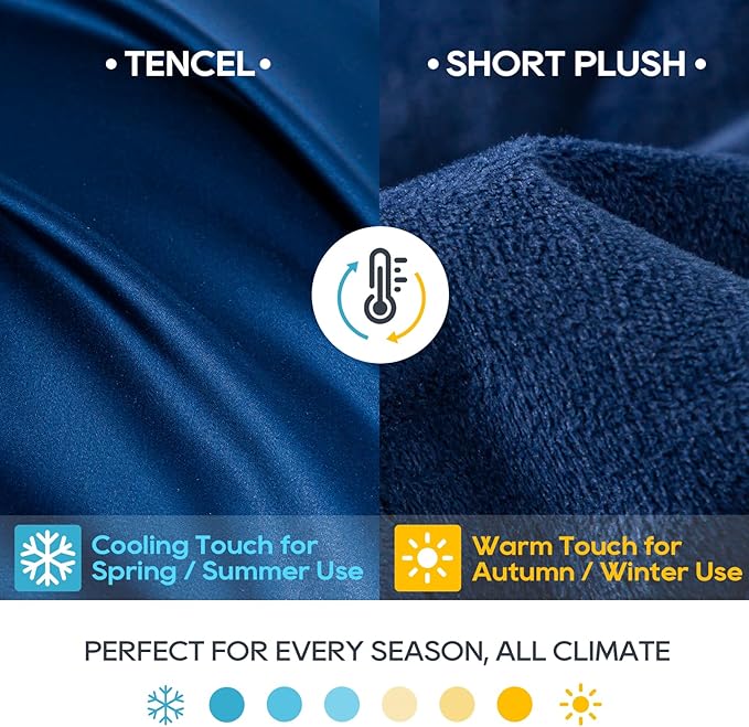 Weighted Blanket King Size 25lbs(88''x104'', Dual-Sided), Reversible King Weighted Blanket with Cozy Warm Velvet & Cooling Tencel Fabric for Adults & Couple All Season - Carry Bag Included, Navy Blue