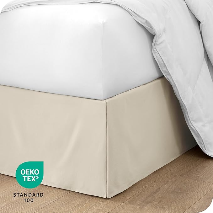 Bare Home California King Bed Skirt - 15-Inch Tailored Drop Easy Fit - Bed Skirt for Cal King Beds - Center & Corner Pleats (Cal King, Sand)