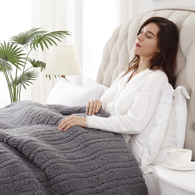 Westinghouse Electric Blanket Full Size, Soft Plush Sherpa Heated Blanket with 10 Heating Levels & 1-12 Hours Auto-Off, Machine Washable, 80x84 inches, Darkgrey