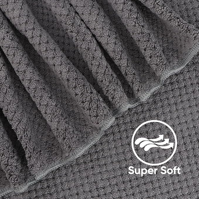 HOMEXCEL 8 Piece Bath Towel Set, Microfiber Bathroom Towel - 2 Bath Towels, 2 Hand Towels, and 4 Wash Cloths, Super Soft, Highly Absorbent Towels for Bathroom, Gym, Hotel, and Spa (Grey)