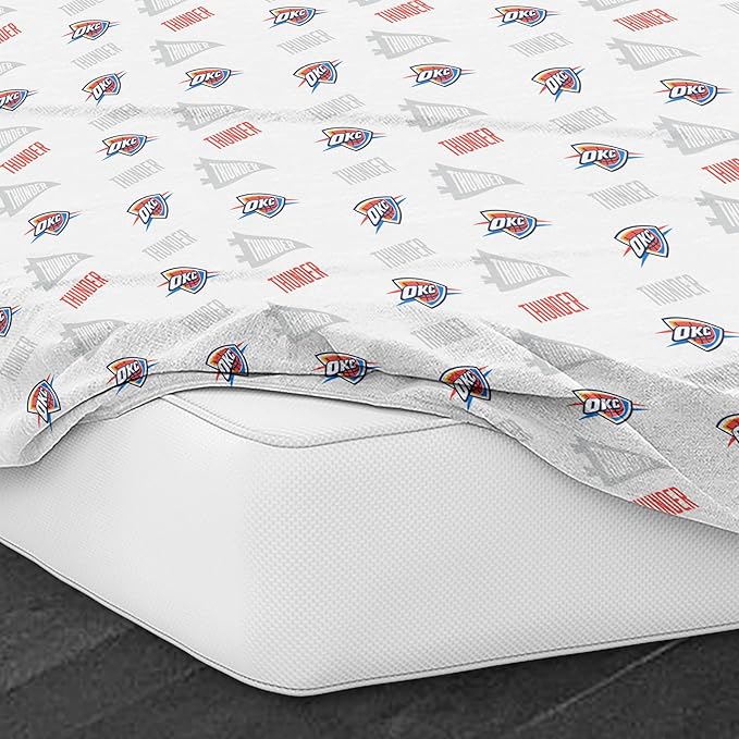 Northwest Officially Licensed Oklahoma City Thunder NBA Queen Size Sheet Set – Soft Team Logo Bedding for Dorms, Bedrooms, Fan Caves & Game Day Style