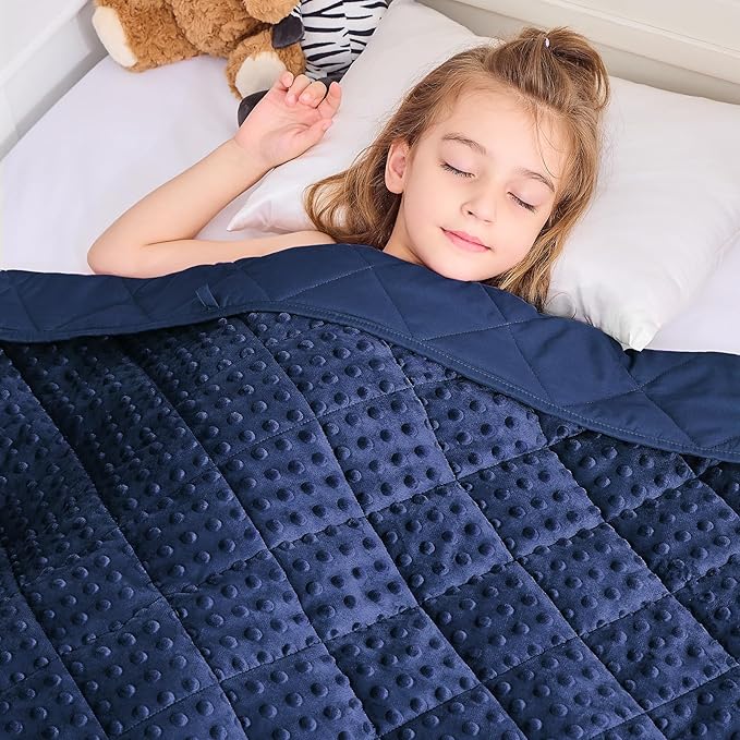 yescool Twin Size Weighted Blanket for Adults 12 Pounds Blue Cooling Weighted Heavy Blanket, Minky Throw Blankets Warm Weighted Comforter, Big Washable Thick Blankets Gift for 100-150lbs, 48 * 72in