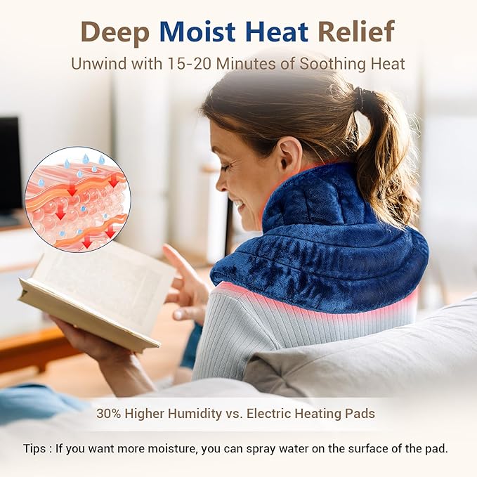 Comfytemp Neck Shoulder Heating Pad Microwavable for Pain Relief, FSA Eligible HSA, Weighted Heated Neck Wrap Warmer, Microwave Moist Heating Pads, Warm Compress, Christmas Gifts for Women Seniors