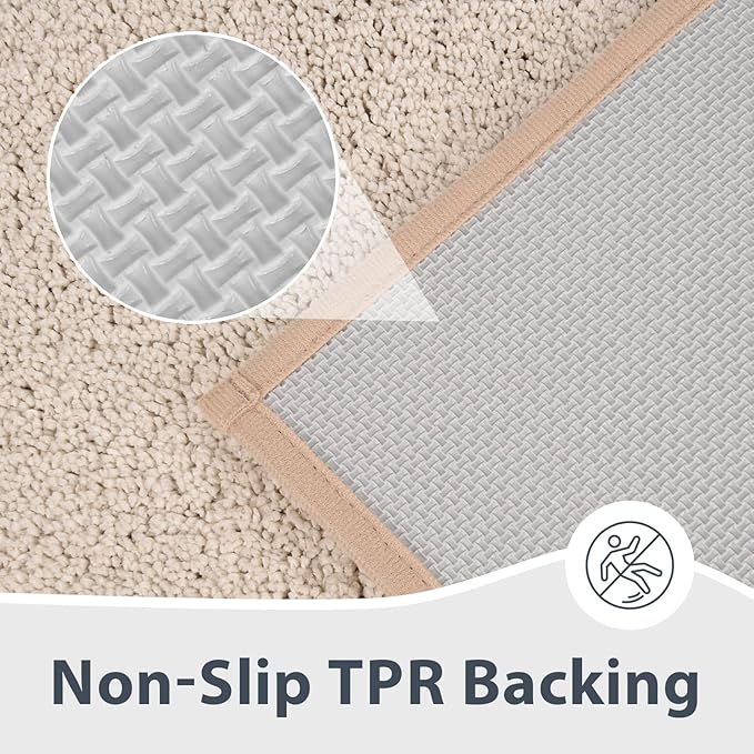 Bathroom Rugs 24" x 36", Non-Slip Extra Soft Absorbent Bath Rugs, Machine Washable Quick Dry Bath Mats for Bathroom Floor, Shower, Bathtub and Sink, Beige & Grayish Brown