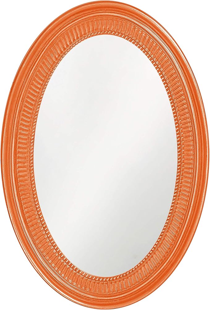 Howard Elliott Ethan Orange Oval Decorative Wall Hanging Mirror, Vintage Oval Mirror for Wall Decor Resin Frame Vanity Mirror Perfect for Living Room, Bedroom & Home Decor, 21 x 31 Inch