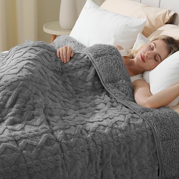 Super Fuzzy Soft Sherpa Fleece Weighted Blanket, 20 lbs Dual Sided Fluffy Heavy Weighted Blankets for Adults - No Bunching with Double Layers of Soft Inner Lining (80"x 87", 20 Pounds)